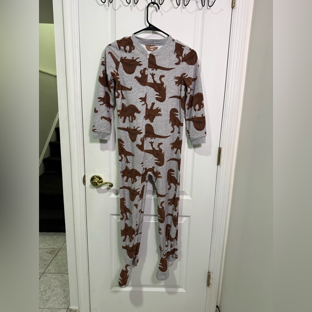 Carter's Gray and Brown Footed One Piece Pajama